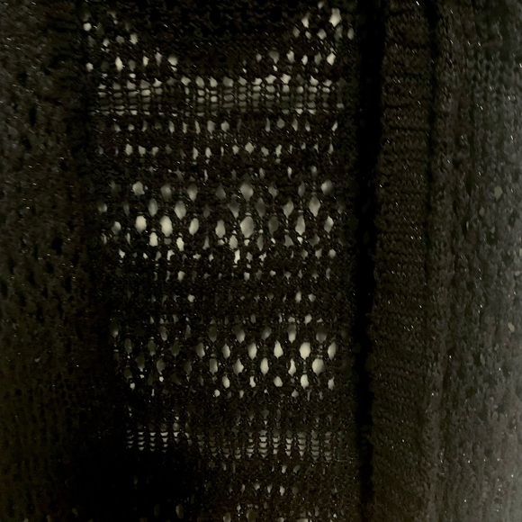 Black Knit Long Short-Sleeved Cardigan with Hood - Picture 2 of 3